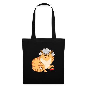 Chat Grand-mère - Sac en tissu - noir - Devant