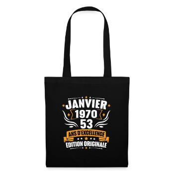 Vintage Cadeau Janvier 1970, 53 Ans Anniversaire - Sac en tissu - noir - Devant