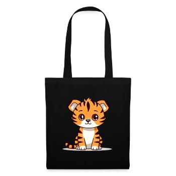 Lustiger Tiger für Kinder für Kinder - Stoffbeutel - Schwarz - Vorne