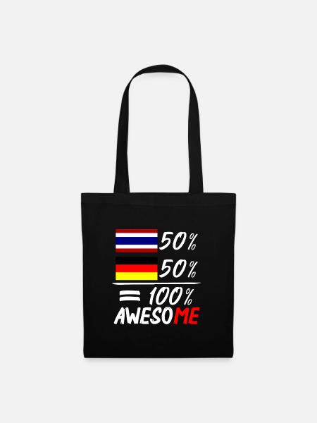 50% Thai 50% Deutsch - Stoffbeutel - Schwarz