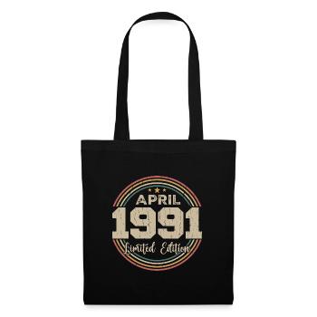 April 1991 Retro April 1991 Geburtstagsgeschenk - Stoffbeutel - Schwarz - Vorne