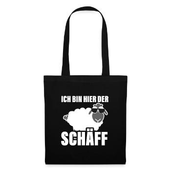Ich bin hier der Chef Schaf Schäff Wortspiel - Stoffbeutel - Schwarz - Vorne