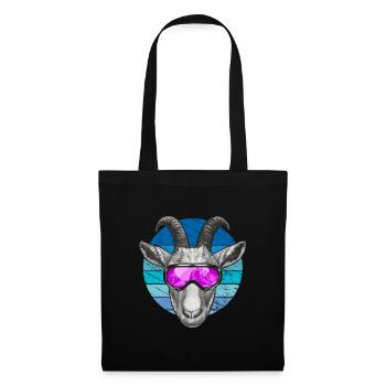 Funny goat with ski goggles - Tote Bag - black - Front