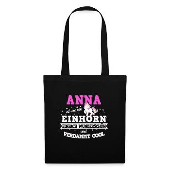 Anna Frauen Einhorn Geschenk - Stoffbeutel - Schwarz - Vorne