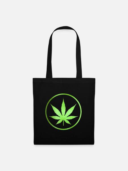 Marihuana-Blatt - Stoffbeutel - Schwarz
