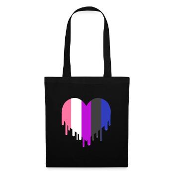 Tropfendes Genderfluid Pride Herz - Stoffbeutel - Schwarz - Vorne