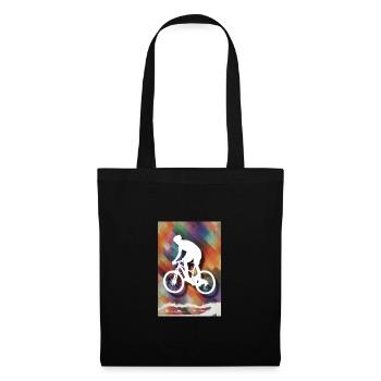 Rennradfahrer Rennrad bunt Hintergrund / Geschenk - Stoffbeutel - Schwarz - Vorne
