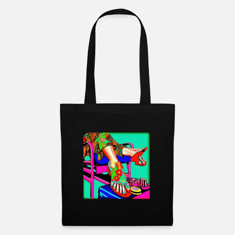 Fusspflege Pop Art bunt - Stoffbeutel - Schwarz