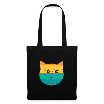 Chat vintage - Sac en tissu - noir - Devant