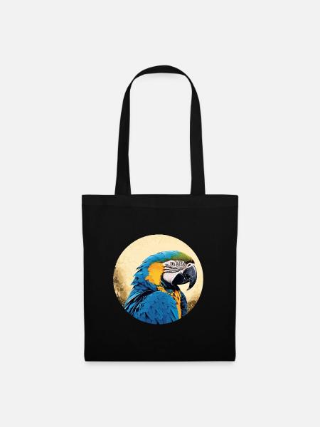 Blau-Gold Ara - Stoffbeutel - Schwarz