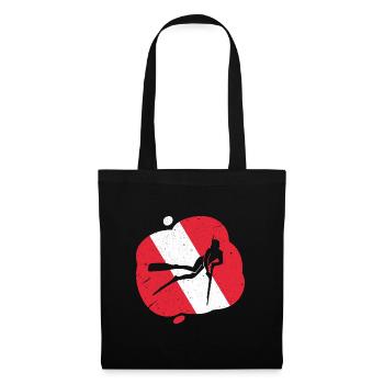 Red White Diving Flag Harpoon Hunting Diver - Tote Bag - black - Front