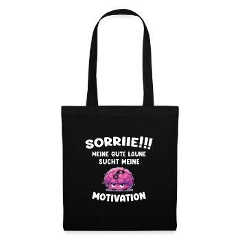 Motivation und gute Laune Emoji - Lustiger Spruch - Stoffbeutel - Schwarz - Vorne