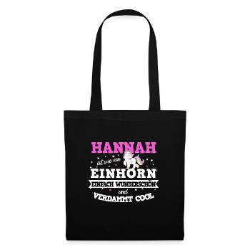 Hannah Mädchen Geschenk - Stoffbeutel - Schwarz - Vorne