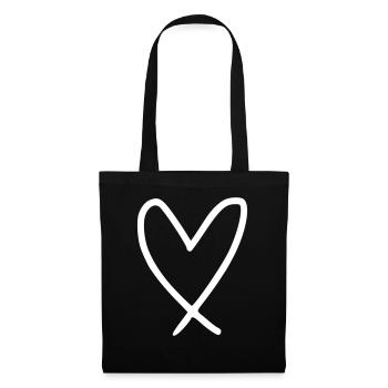 Émoji de coeur esquisse - Sac en tissu - noir - Devant