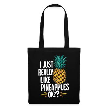 Ananas tropische hawaiianische Frucht - Stoffbeutel - Schwarz - Vorne