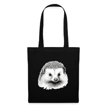 Süßer Vintage Igel - Stoffbeutel - Schwarz - Vorne