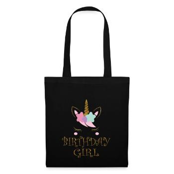 Birthday Girl Unicorn - poison Glitter anniversaire - Sac en tissu - noir - Devant