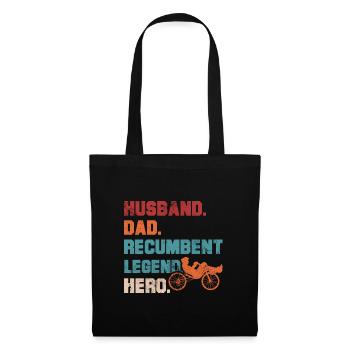 Husband Dad Recumbent Legend Hero Bent Bike - Tote Bag - black - Front
