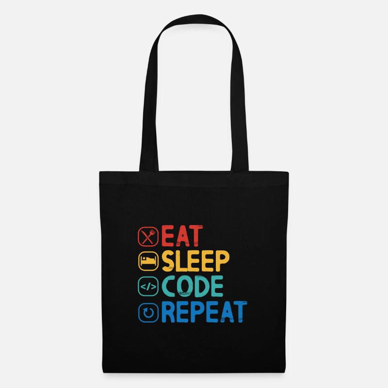 Eat Sleep Code Repeat - Stoffbeutel - Schwarz