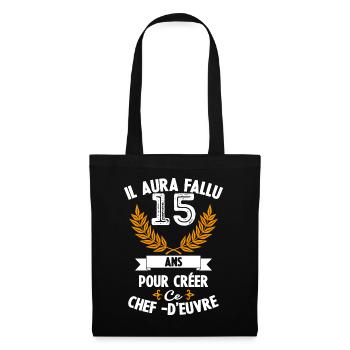 15 ans anniversaire 15 anniversaire cadeau 15 ans - Sac en tissu - noir - Devant