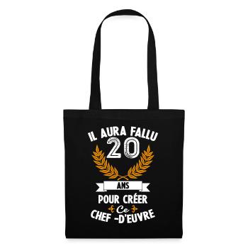 20 ans anniversaire 20 anniversaire cadeau 20 ans - Sac en tissu - noir - Devant