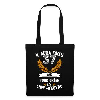 37 Ans anniversaire 37 anniversaire cadeau 37 ans - Sac en tissu - noir - Devant