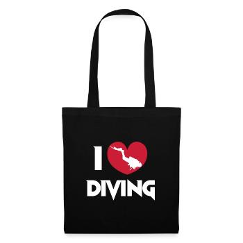 I Love Diving Scuba Diver Heart Deep Sea Explorer - Stoffbeutel - Schwarz - Vorne