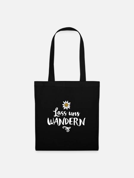 LASS UNS WANDERN EDELWEISS BLUME - Stoffbeutel - Schwarz
