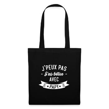 J'peux pas j'ai bêtise avec papy - Sac en tissu - noir - Devant