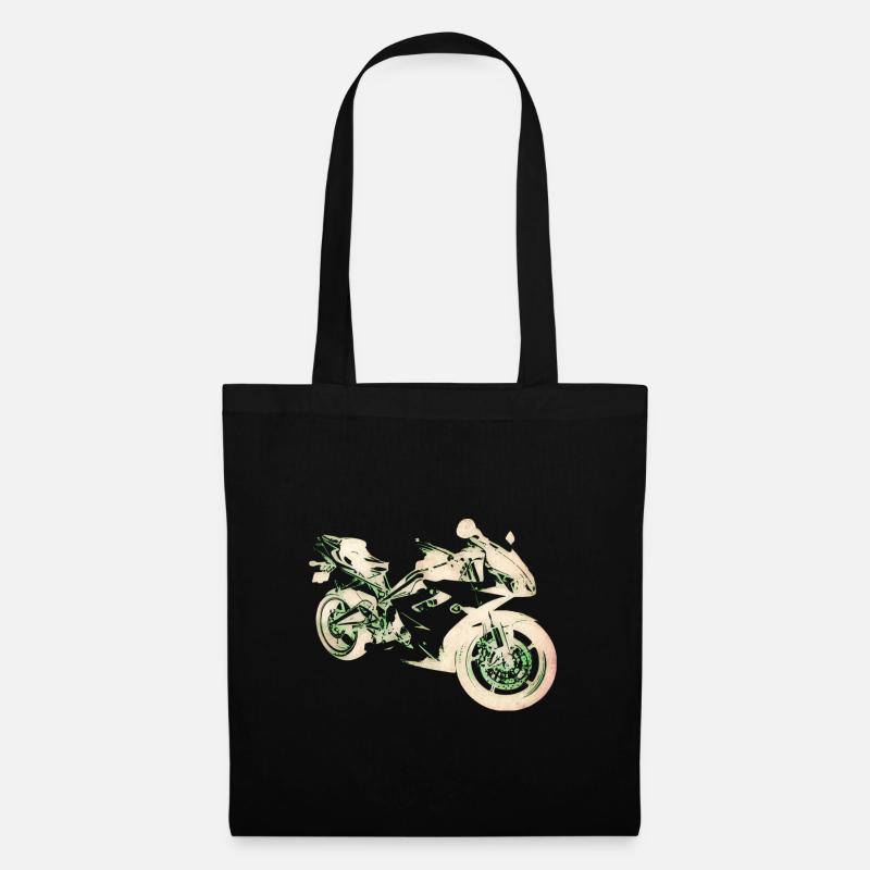 Grünes Motorrad Geschenk - Stoffbeutel - Schwarz