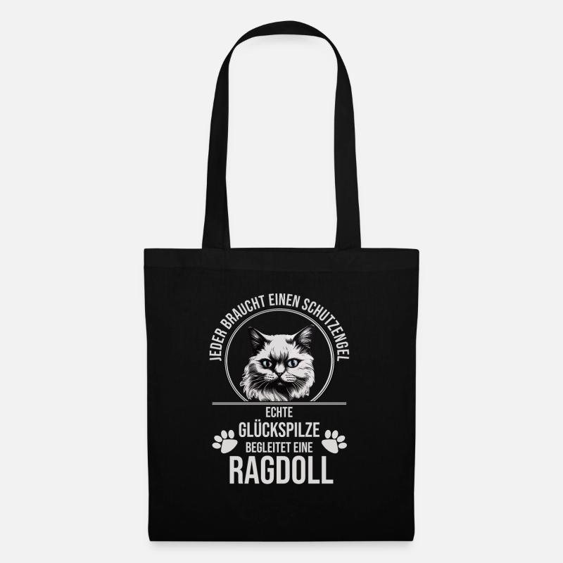 Ragdoll Katze Katzenspruch Schutzengel Design - Stoffbeutel - Schwarz