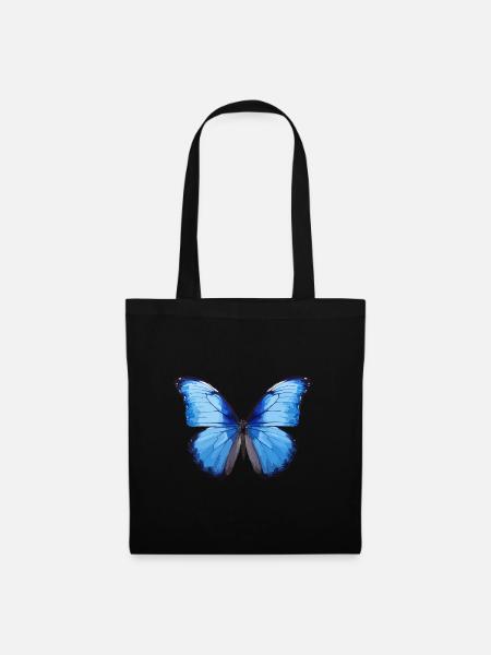 Blauer Morpho-Schmetterling - Stoffbeutel - Schwarz