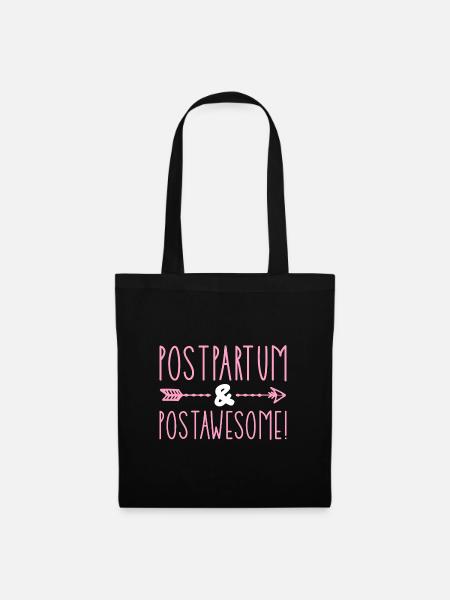 Postpartum & Postawesome - Stoffbeutel - Schwarz