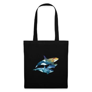 Orca Familie Design – Mama, Papa und Kind – Liebev - Stoffbeutel - Schwarz - Vorne