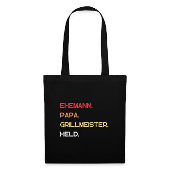 Ehemann Papa Grillmeister Held Vatertag Geschenk - Stoffbeutel - Schwarz - Vorne