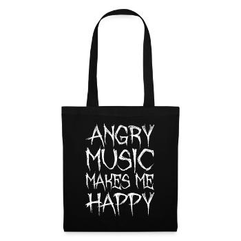 Angry Music Makes Me Happy Metal Music Metalhead - Stoffbeutel - Schwarz - Vorne