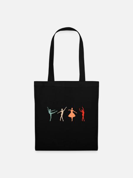 Tanzen Ballett Frauen Tänzer Tänzerin Silhouette - Stoffbeutel - Schwarz