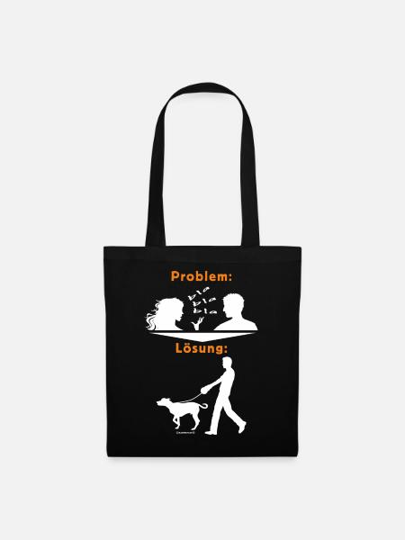 TD - Hunde Shirts - Problem Frau bla bla bla - - Stoffbeutel - Schwarz