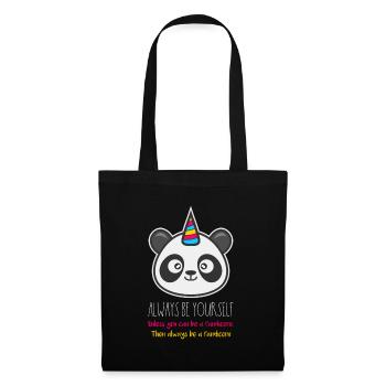 Pandicorn Panda Einhorn Fantasy Trend Geschenk - Stoffbeutel - Schwarz - Vorne