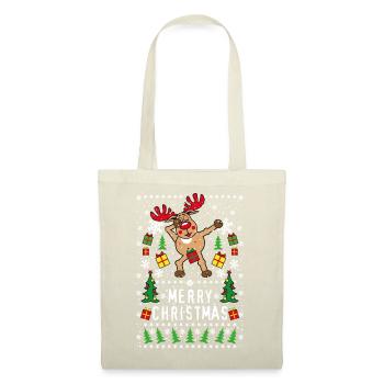 203 Hirsch Rudolph Dabbing nackt Merry Christmas - Stoffbeutel - Natur - Vorne