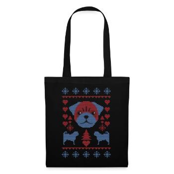 Pug Christmas in knitted look - Tote Bag - black - Front