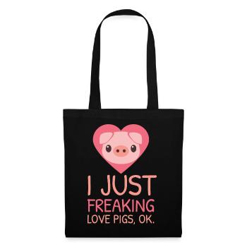 Je viens de paniquer les porcs d'amour | Cochon rose Oink - Sac en tissu - noir - Devant