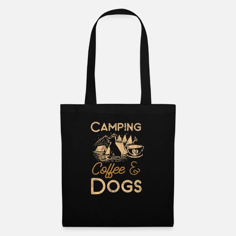 Camping Wohnwagen Camper Natur Hunde Geschenkidee - Stoffbeutel - Schwarz