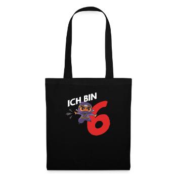 6e anniversaire Six cadeaux Birthday 6 ans - Sac en tissu - noir - Devant