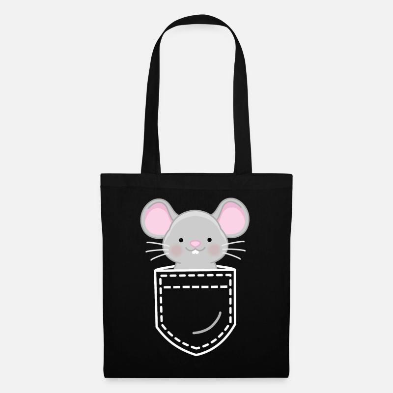 Maus Mäuse - Stoffbeutel - Schwarz