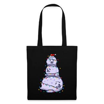Chonky Seal Snowman Christmas Lights Pixel Art - Tote Bag - black - Front