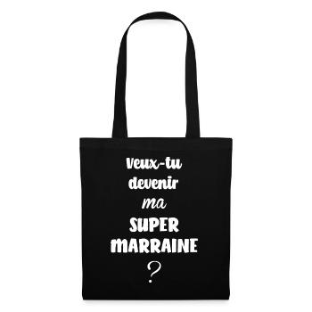 Veux-tu devenir ma SUPER MARRAINE? - Sac en tissu - noir - Devant