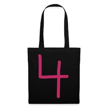 4 Number four pink number red Birthday - Tote Bag - black - Front