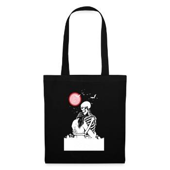 Amour triste - squelette horreur-couple lune rouge - Sac en tissu - noir - Devant