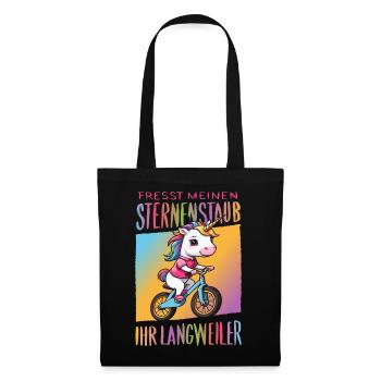 Süßes Einhorn auf Fahrrad - Stoffbeutel - Schwarz - Vorne